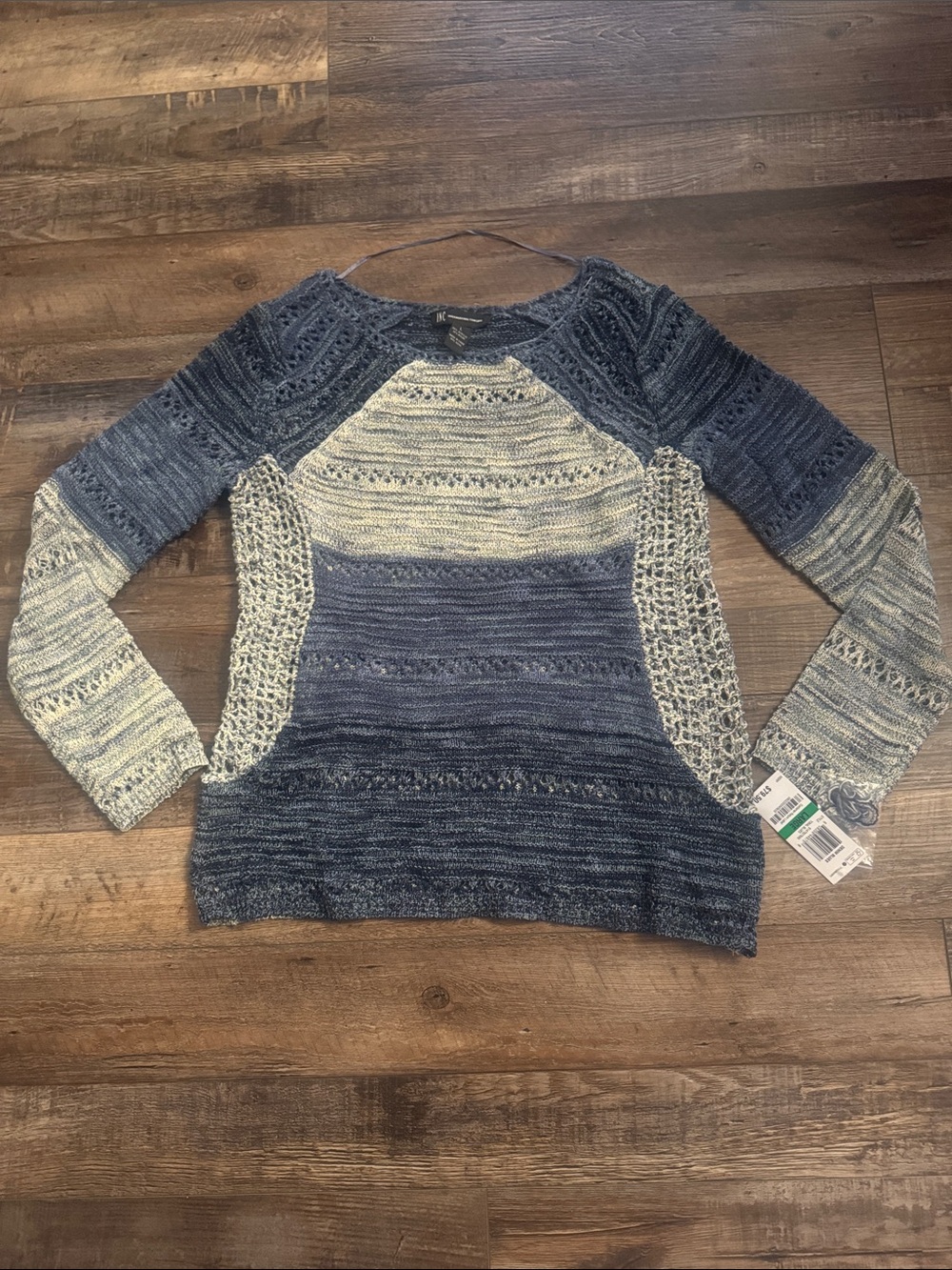 INC International Concepts Blue and Cream Gradient Knit Sweater